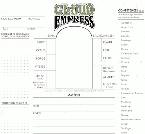 Character sheet preview