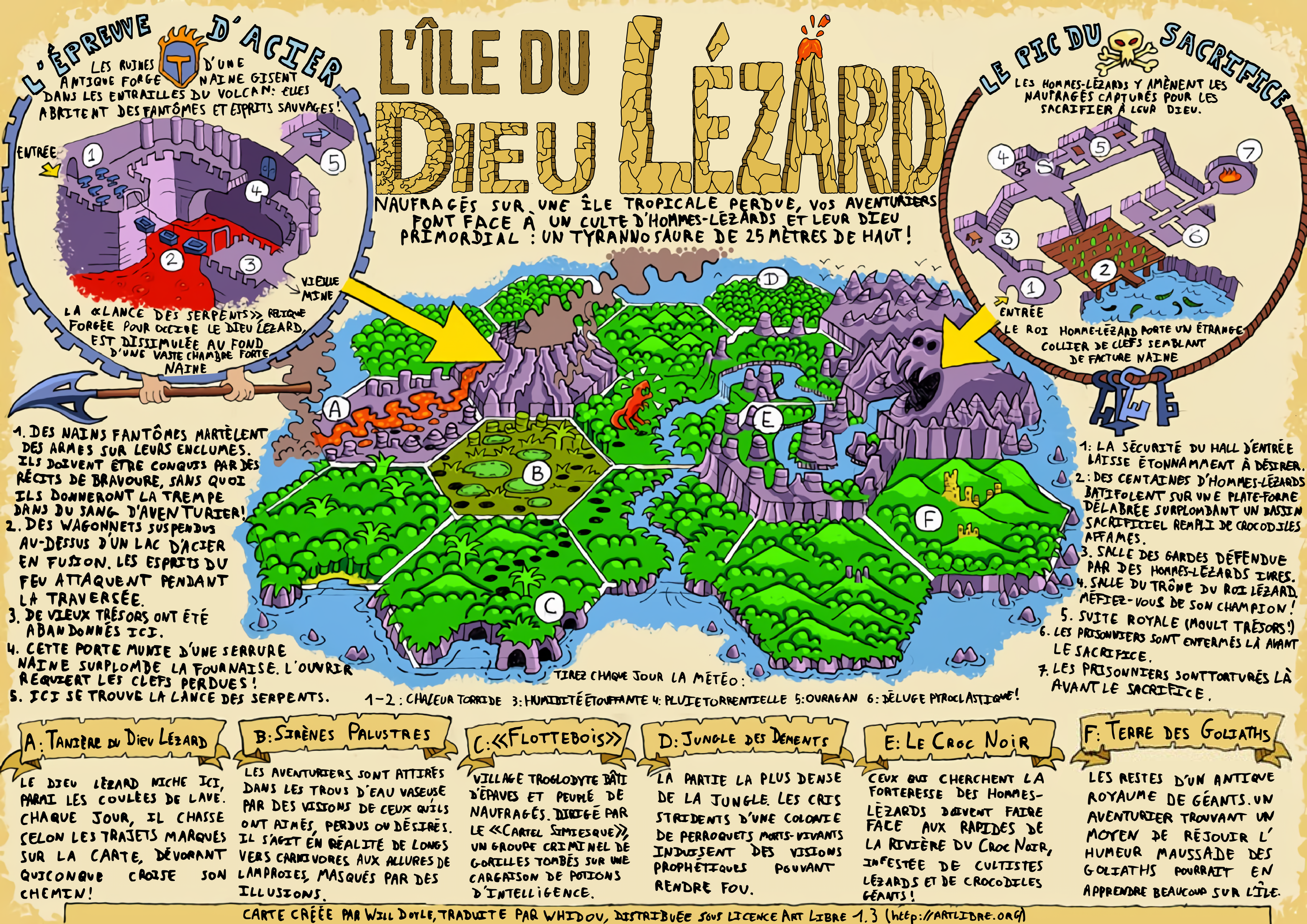 L'Île du Dieu Lézard, version manuscrite